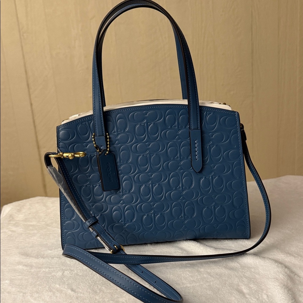 Coach Blue Embossed Satchel